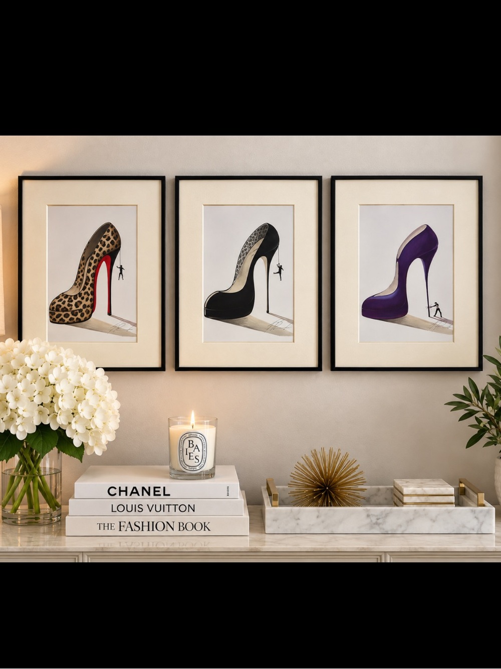 Set of 3 Inna Panasenko Stiletto Shoe Framed Fashion Art Prints